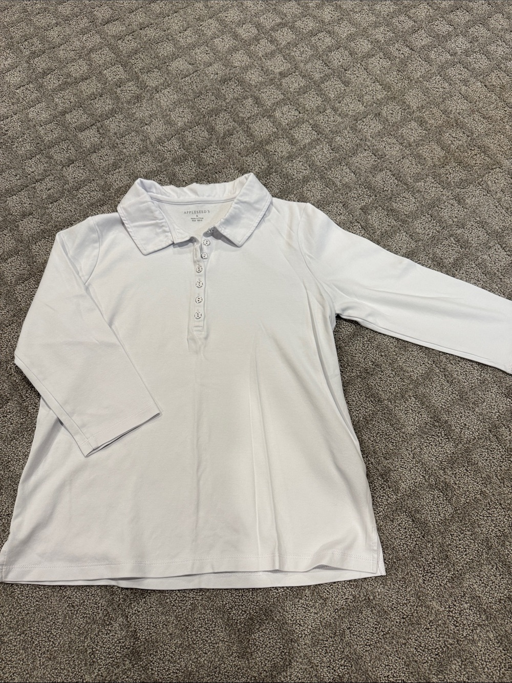 Appleseed's White Polo Knit Top with Button Placket